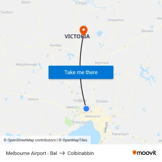 Melbourne Airport - Bal to Colbinabbin map