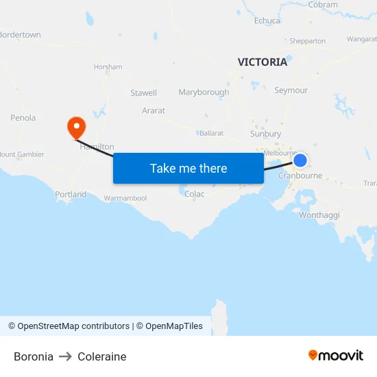 Boronia to Coleraine map