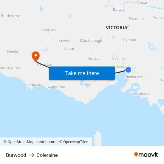 Burwood to Coleraine map
