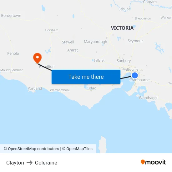 Clayton to Coleraine map