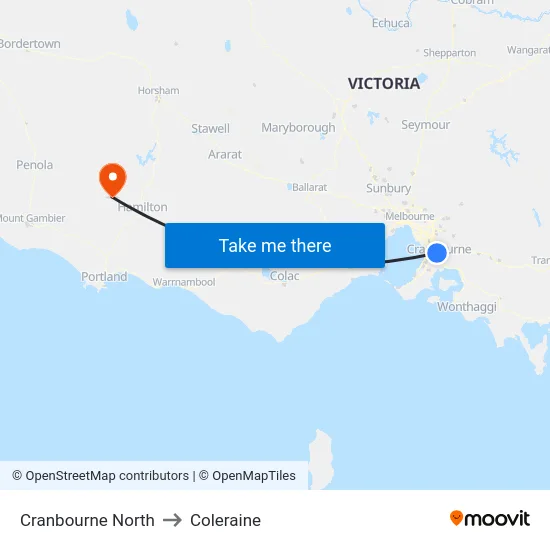 Cranbourne North to Coleraine map