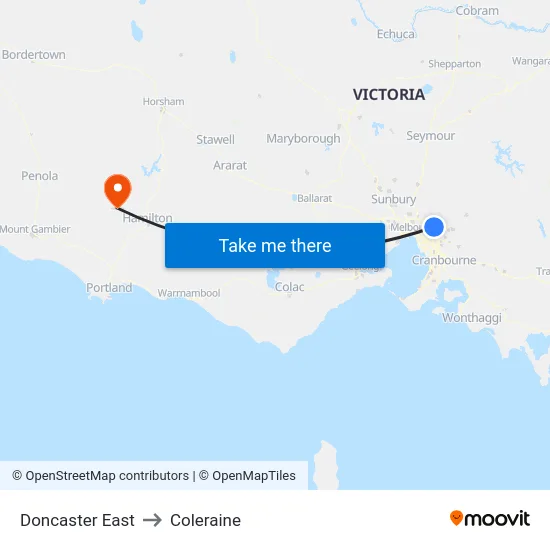 Doncaster East to Coleraine map