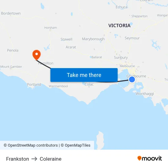 Frankston to Coleraine map