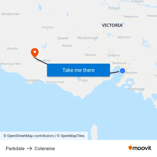 Parkdale to Coleraine map