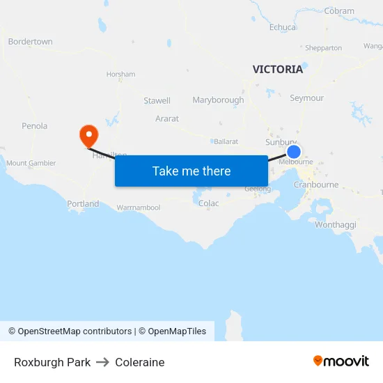 Roxburgh Park to Coleraine map