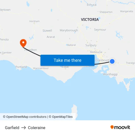 Garfield to Coleraine map