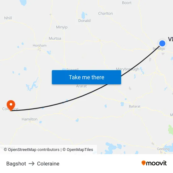 Bagshot to Coleraine map
