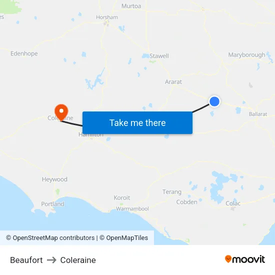 Beaufort to Coleraine map