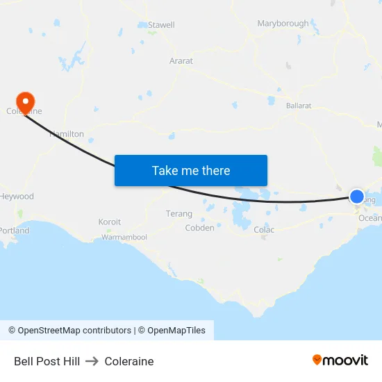 Bell Post Hill to Coleraine map