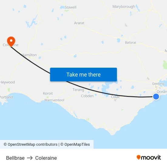 Bellbrae to Coleraine map
