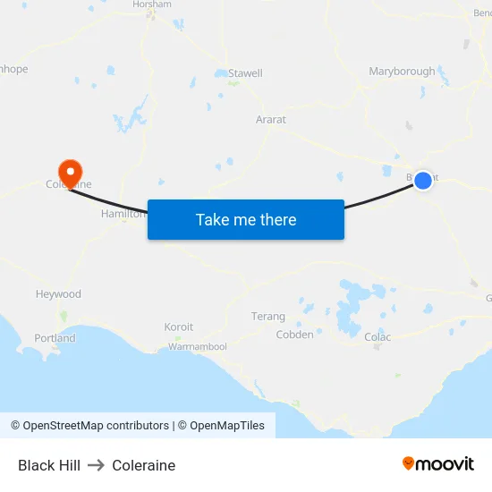 Black Hill to Coleraine map