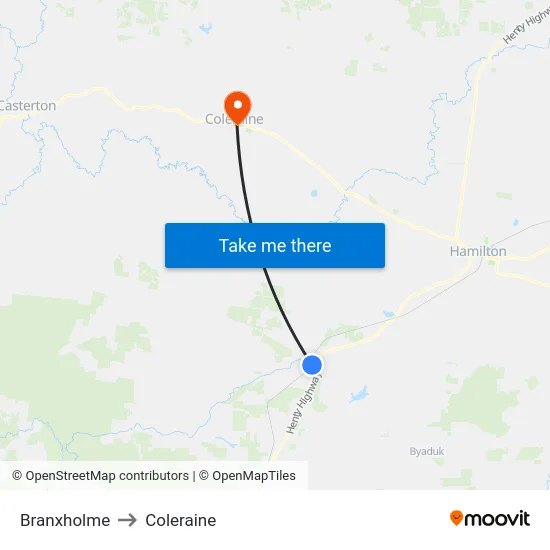 Branxholme to Coleraine map