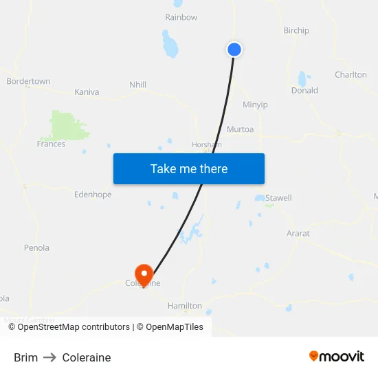 Brim to Coleraine map
