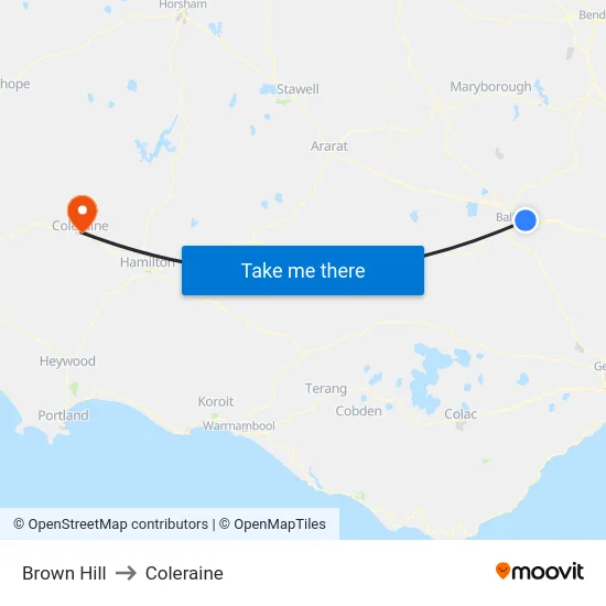Brown Hill to Coleraine map