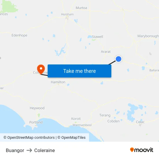 Buangor to Coleraine map