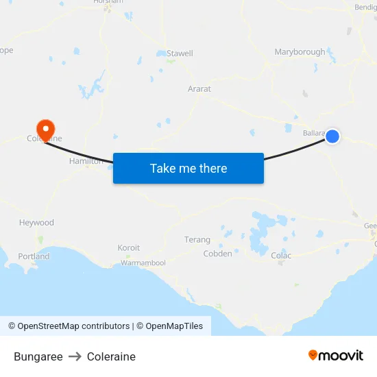 Bungaree to Coleraine map