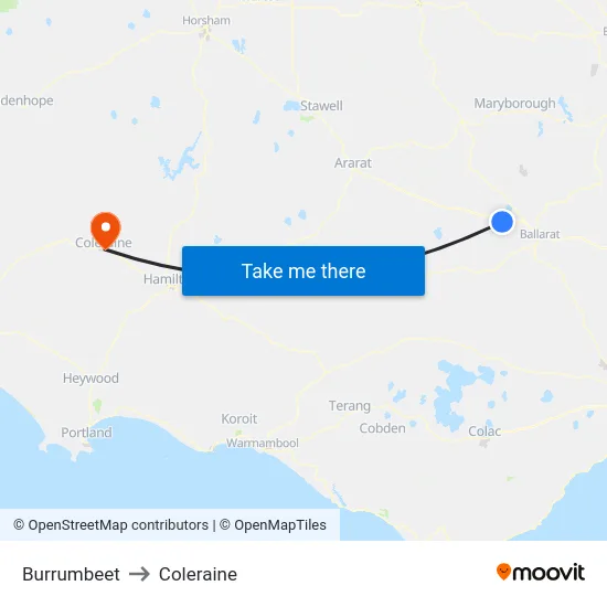 Burrumbeet to Coleraine map