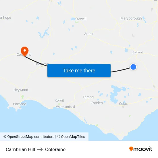 Cambrian Hill to Coleraine map