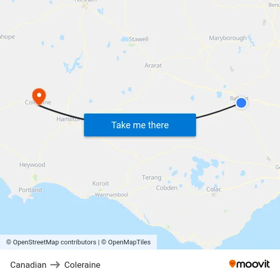 Canadian to Coleraine map