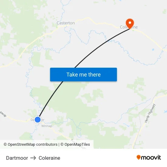 Dartmoor to Coleraine map