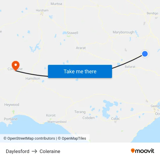 Daylesford to Coleraine map
