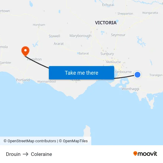 Drouin to Coleraine map