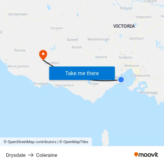 Drysdale to Coleraine map