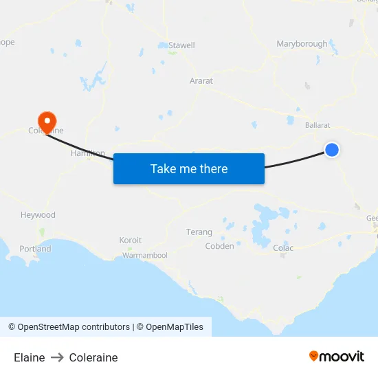 Elaine to Coleraine map