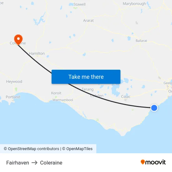 Fairhaven to Coleraine map