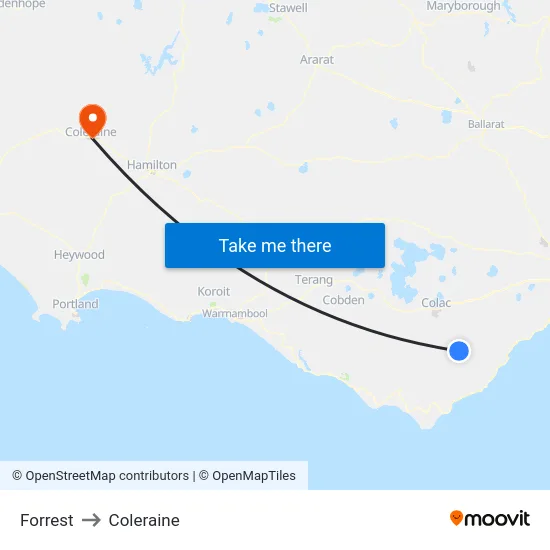 Forrest to Coleraine map
