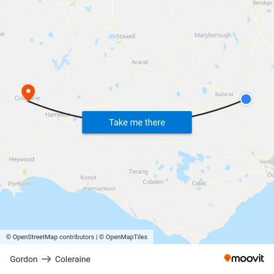 Gordon to Coleraine map