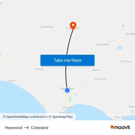 Heywood to Coleraine map