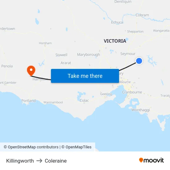 Killingworth to Coleraine map