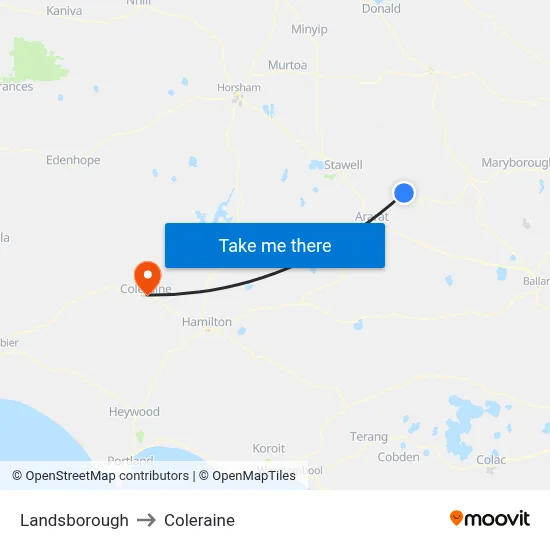 Landsborough to Coleraine map