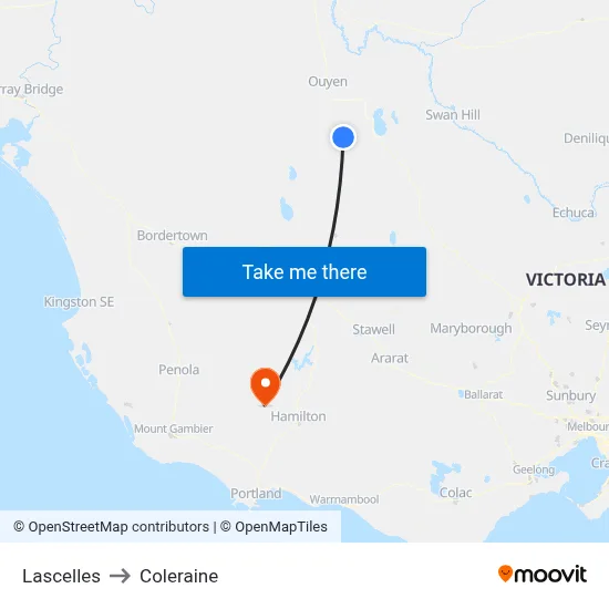 Lascelles to Coleraine map