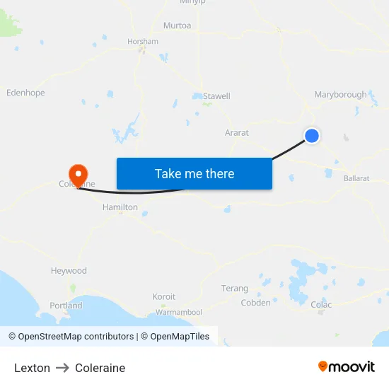 Lexton to Coleraine map