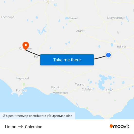 Linton to Coleraine map