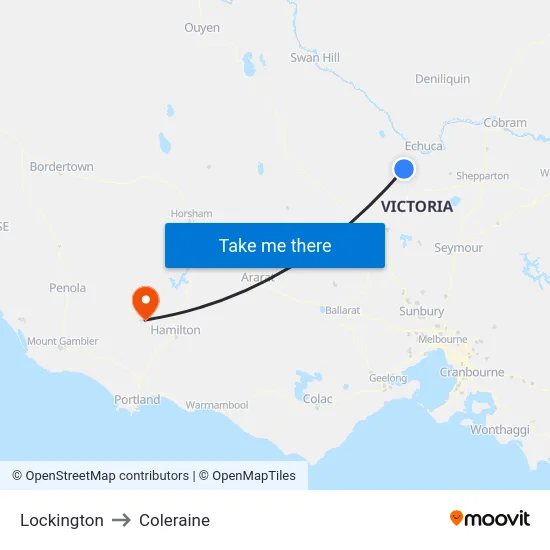 Lockington to Coleraine map