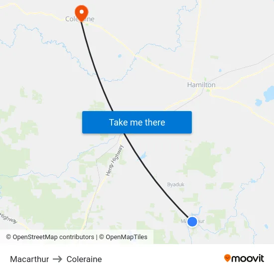Macarthur to Coleraine map