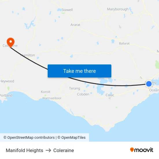 Manifold Heights to Coleraine map