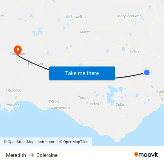 Meredith to Coleraine map