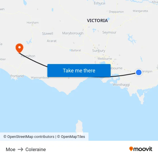 Moe to Coleraine map