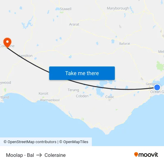 Moolap - Bal to Coleraine map