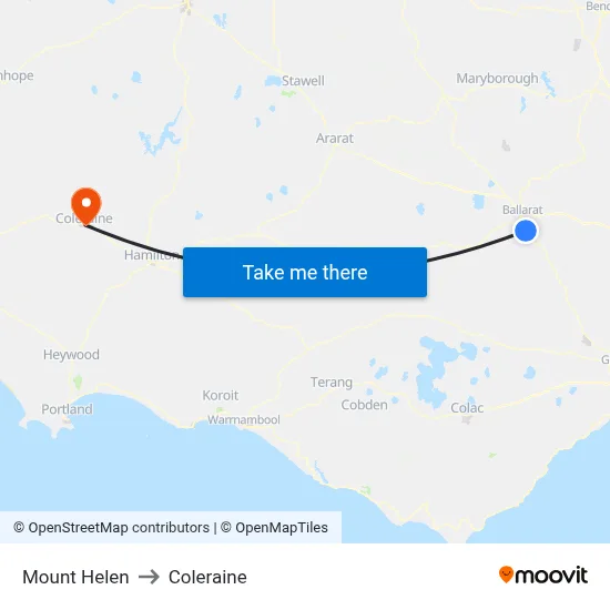 Mount Helen to Coleraine map