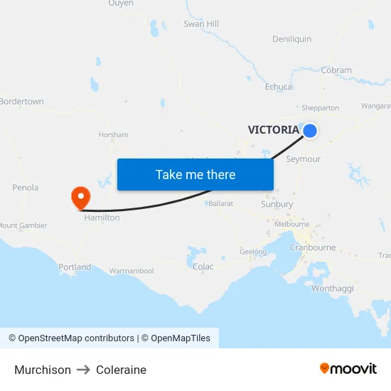 Murchison to Coleraine map