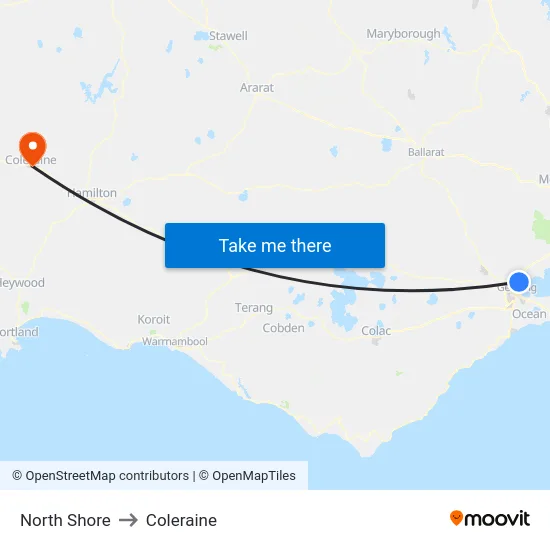 North Shore to Coleraine map