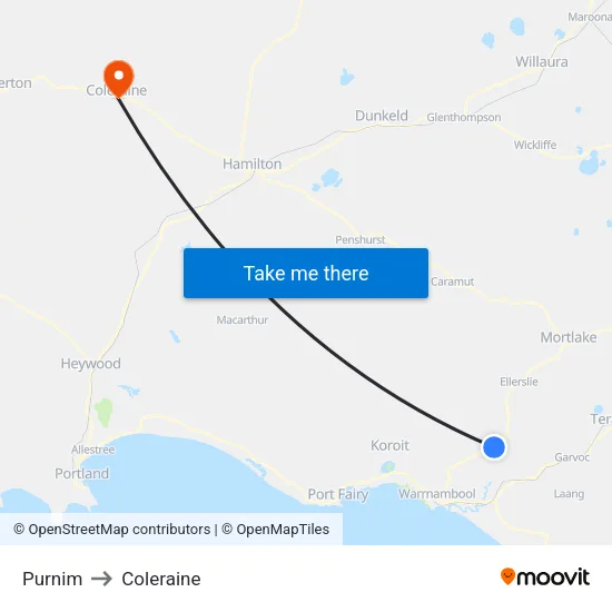 Purnim to Coleraine map