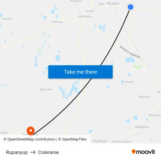 Rupanyup to Coleraine map