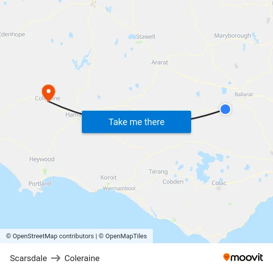Scarsdale to Coleraine map
