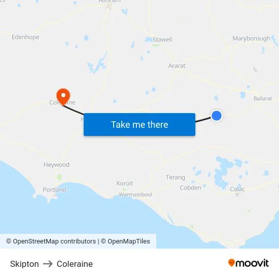 Skipton to Coleraine map